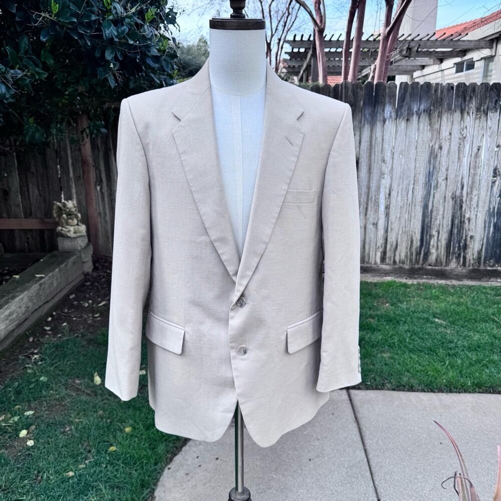 Farah Vintage Men’s Beige Blazer Casual Jacket Size 44R Flaw